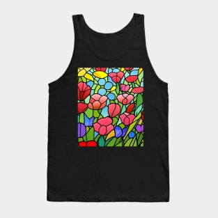 Stained Glass Colorful Flowers Tank Top